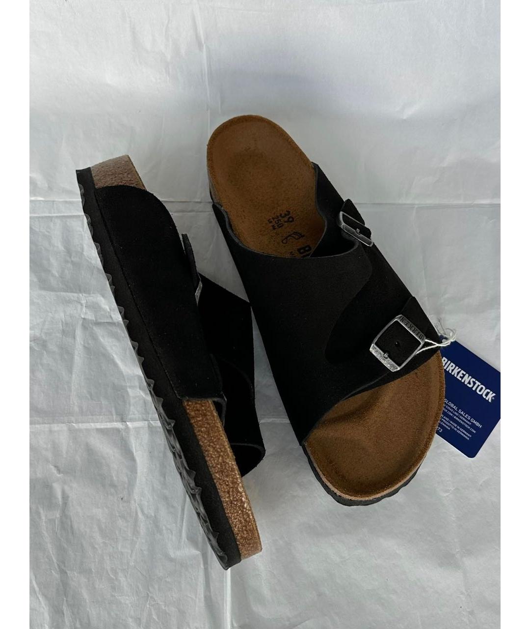 BIRKENSTOCK Черные замшевые шлепанцы, фото 3
