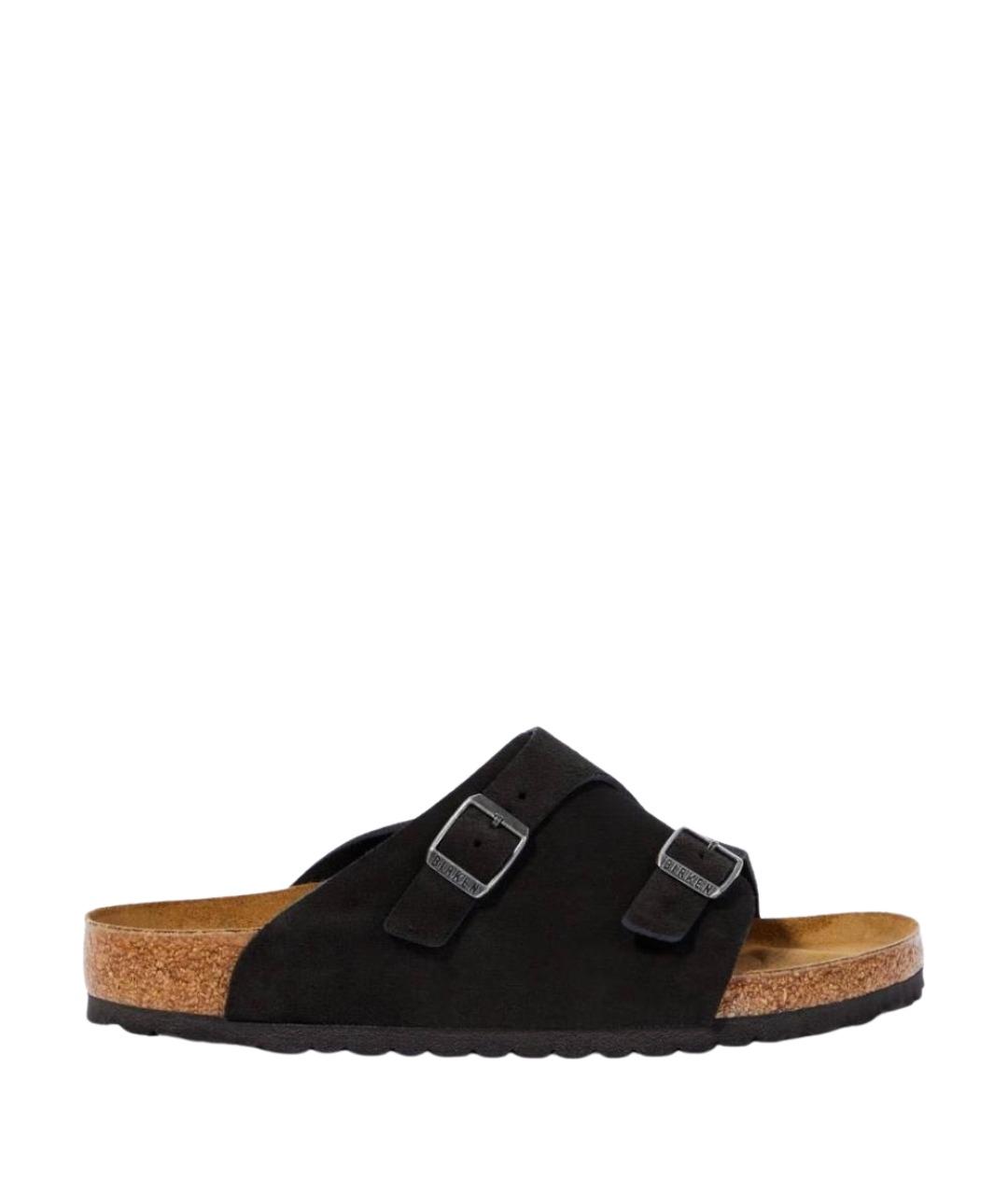 BIRKENSTOCK Черные замшевые шлепанцы, фото 1