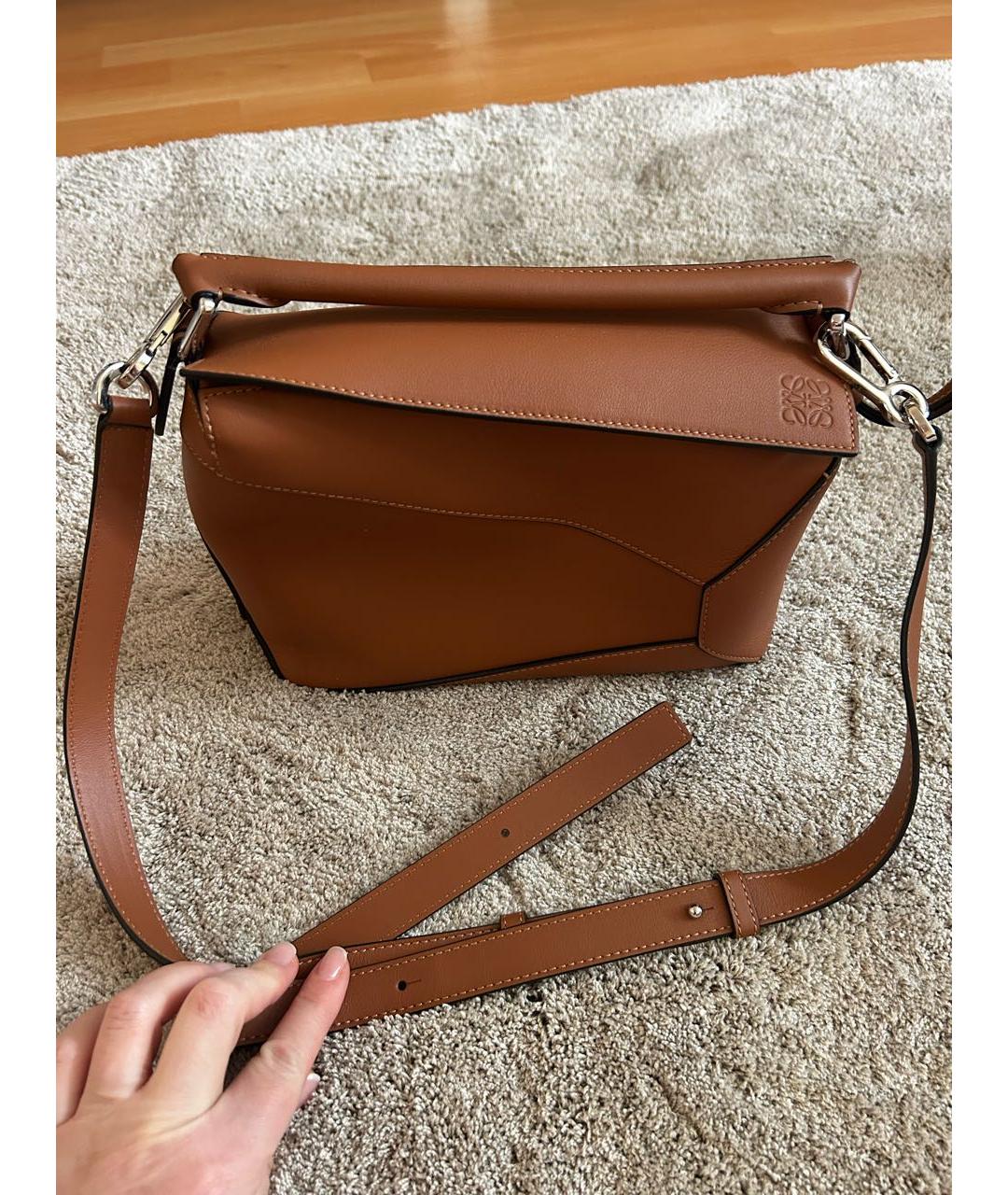 LOEWE Коричневая кожаная сумка через плечо, фото 3