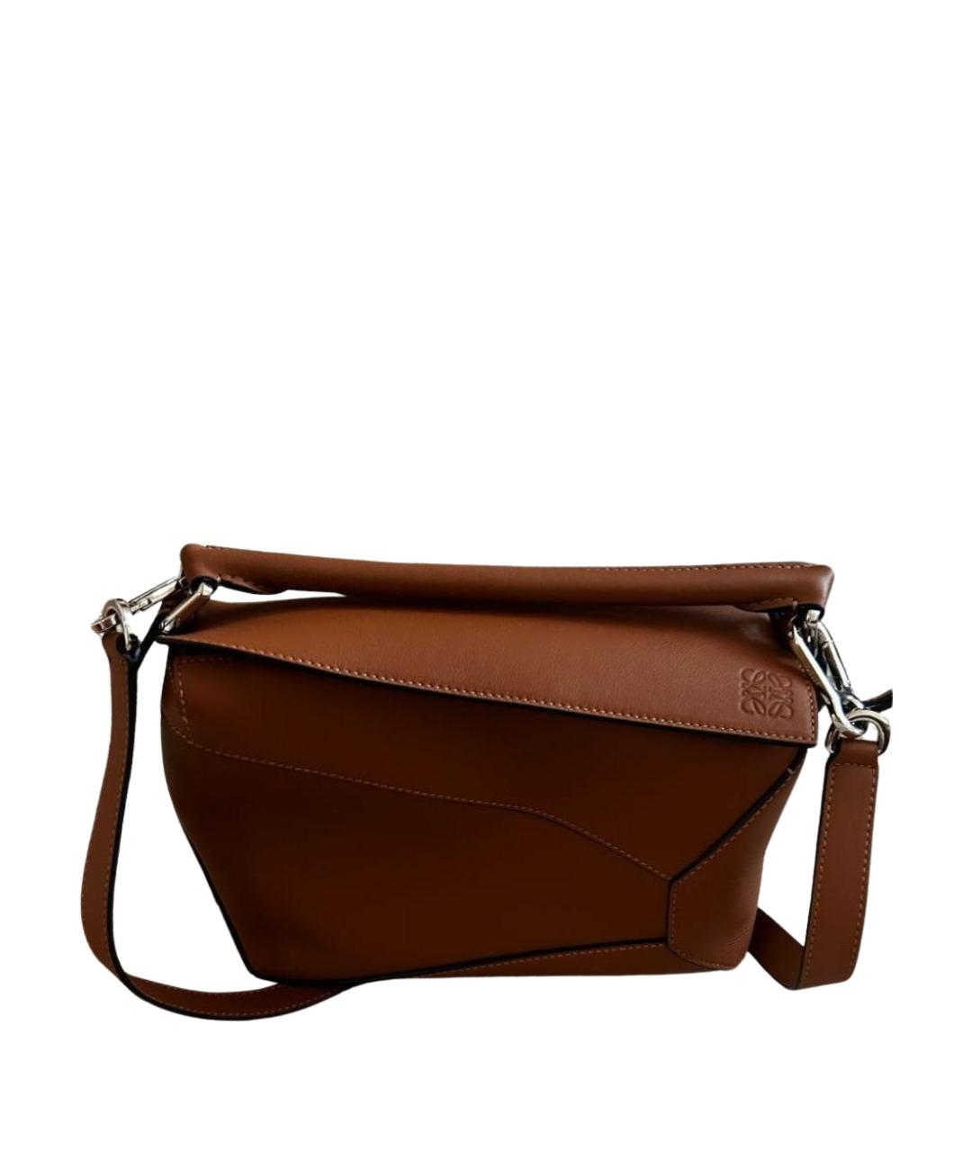 LOEWE Коричневая кожаная сумка через плечо, фото 1