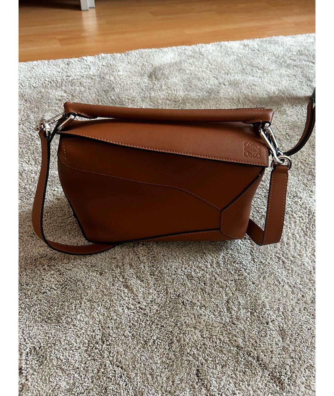 LOEWE Коричневая кожаная сумка через плечо, фото 5