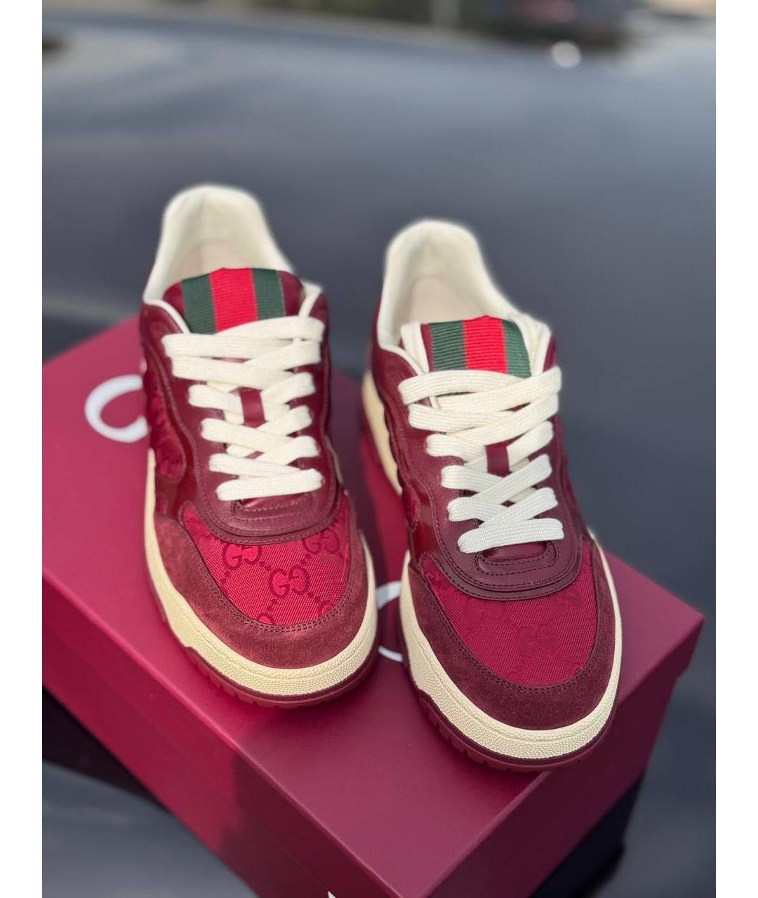 GUCCI Бордовые текстильные кроссовки, фото 2