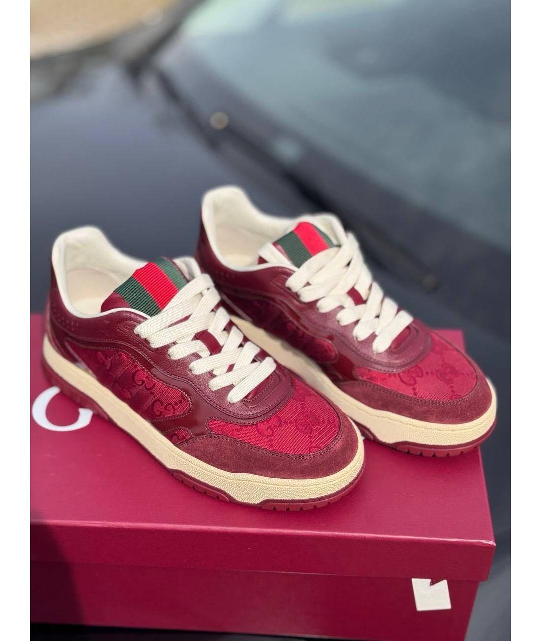 GUCCI Бордовые текстильные кроссовки, фото 4
