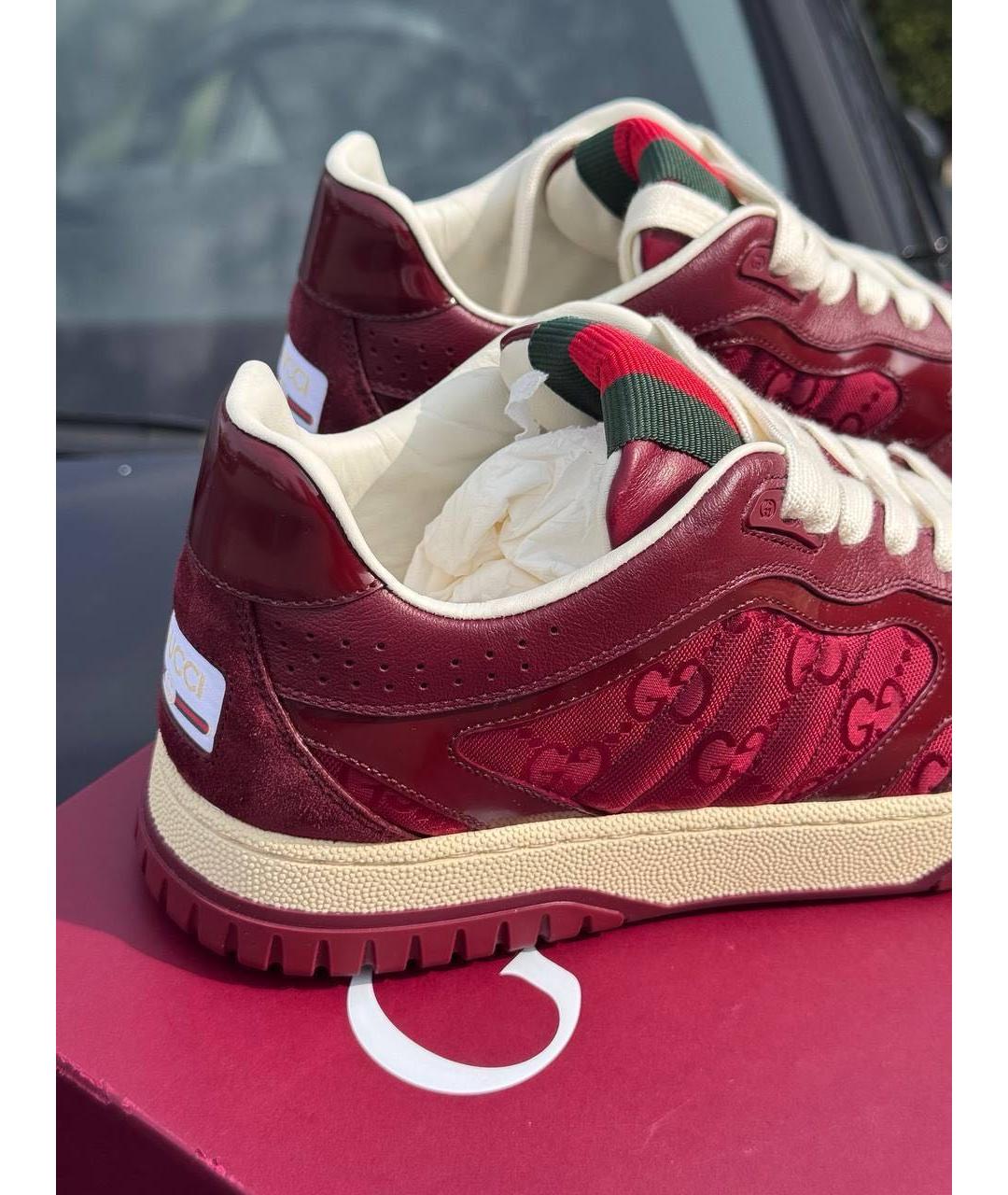 GUCCI Бордовые текстильные кроссовки, фото 3
