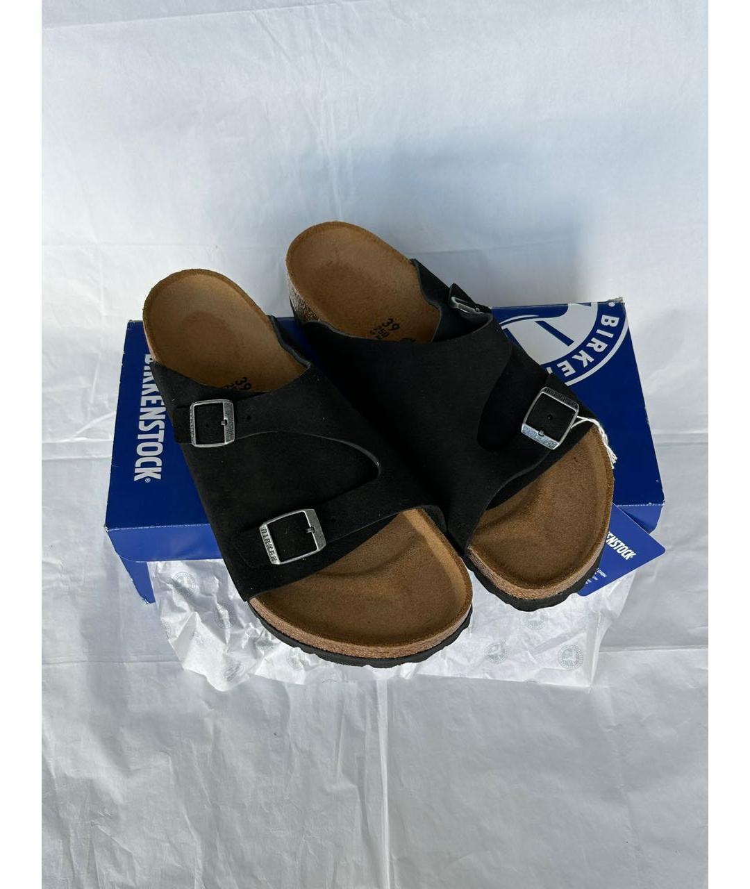 BIRKENSTOCK Черные замшевые шлепанцы, фото 2