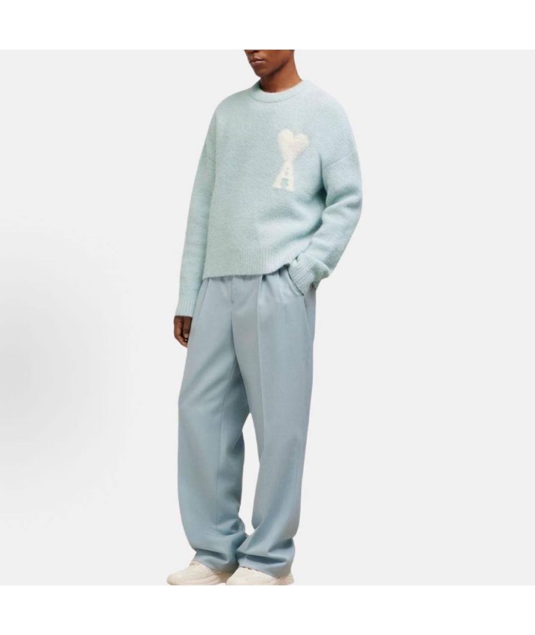 Ami Paris Голубой шерстяной джемпер / свитер, фото 4