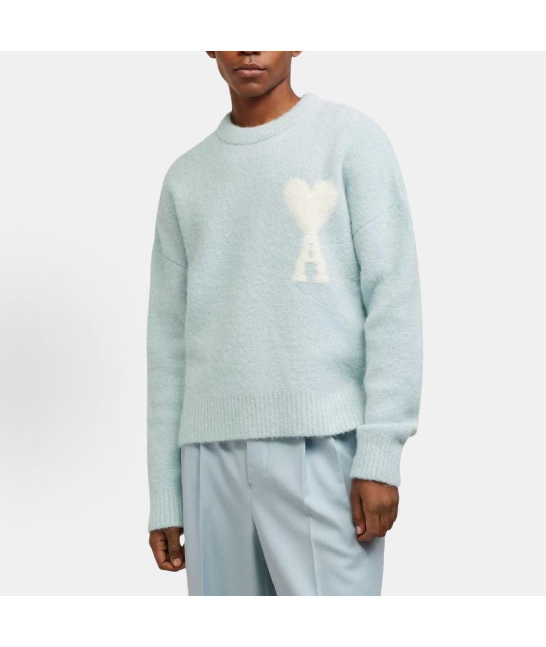 Ami Paris Голубой шерстяной джемпер / свитер, фото 3