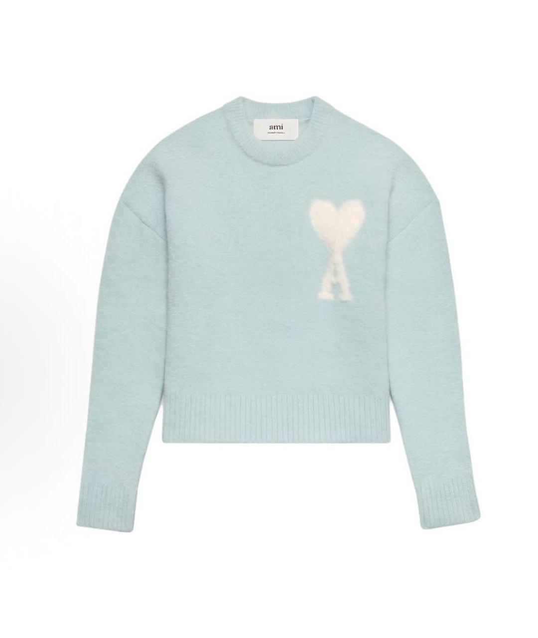 Ami Paris Голубой шерстяной джемпер / свитер, фото 9