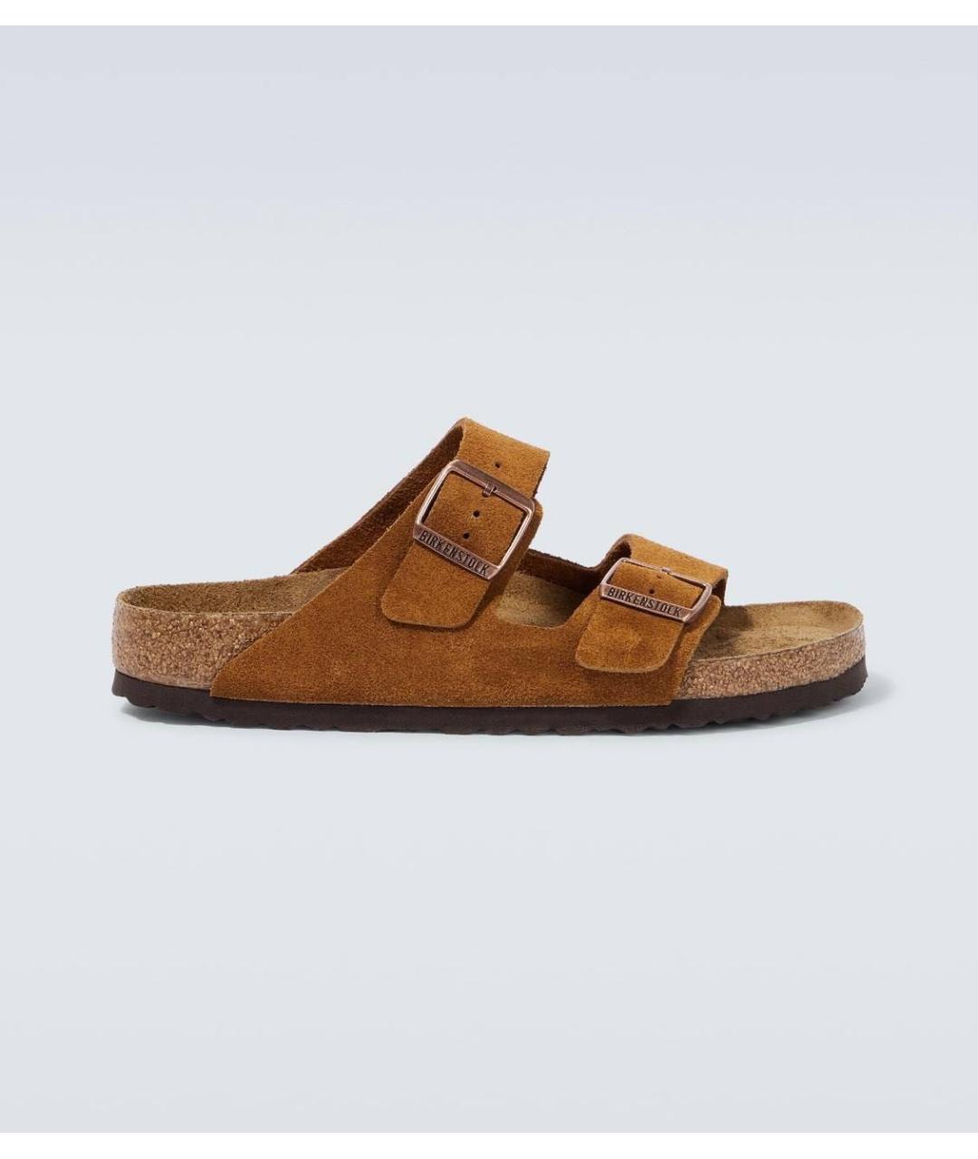 BIRKENSTOCK Коричневые замшевые шлепанцы, фото 5