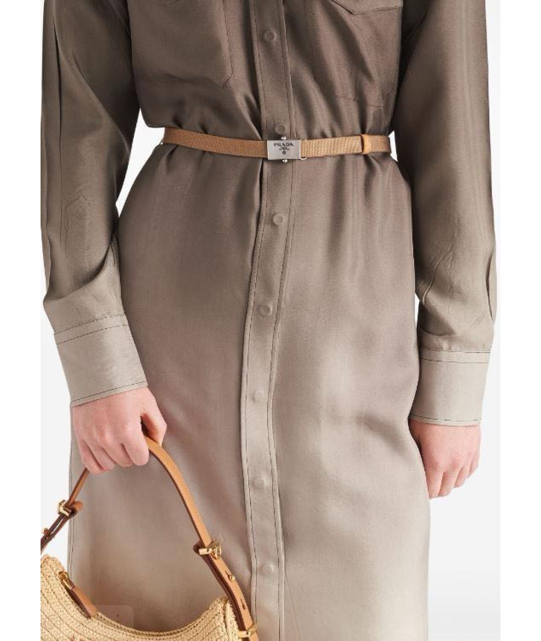 PRADA Хаки шелковое платье, фото 4