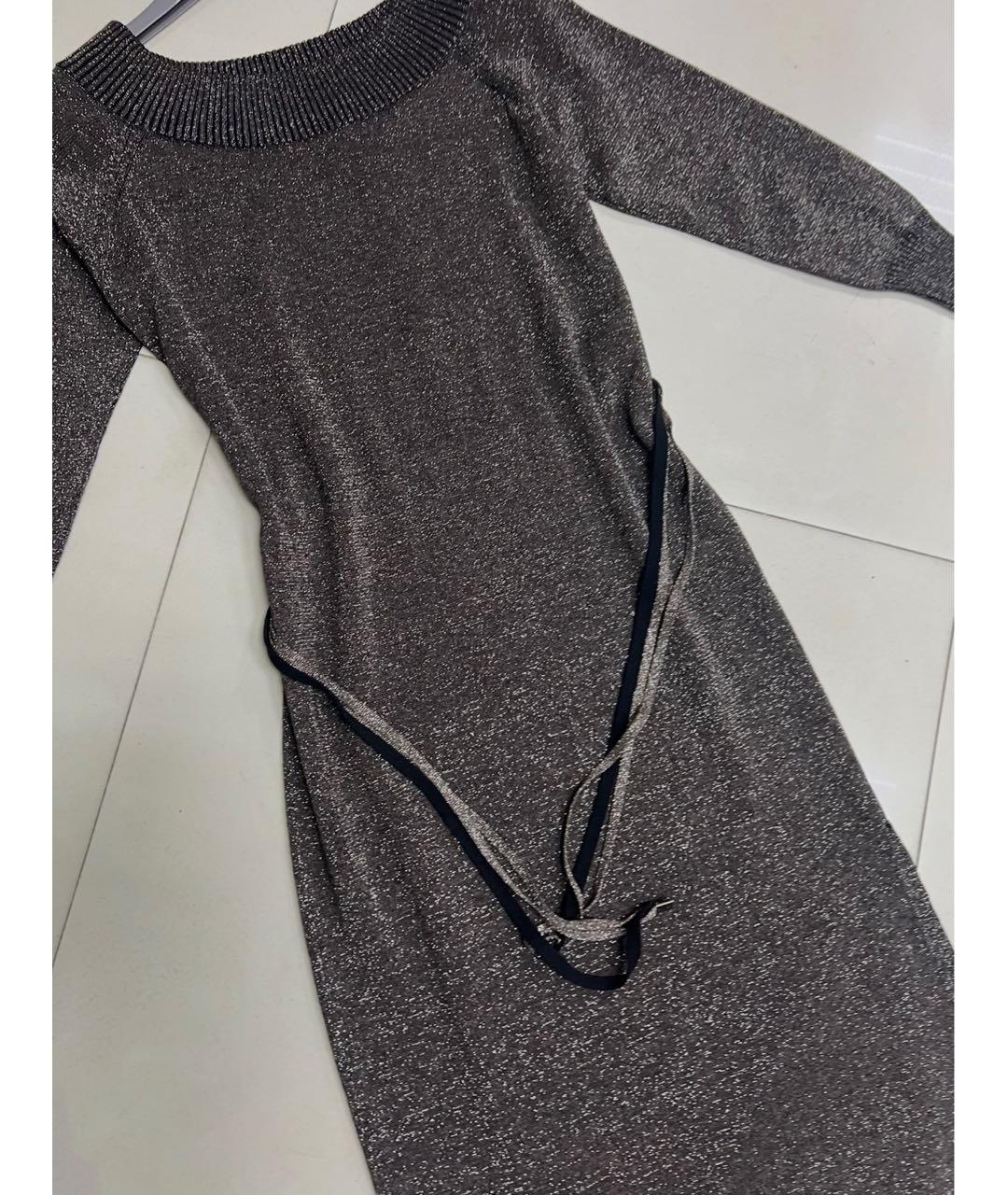 MISS BLUMARINE Коричневое вискозное платье, фото 4