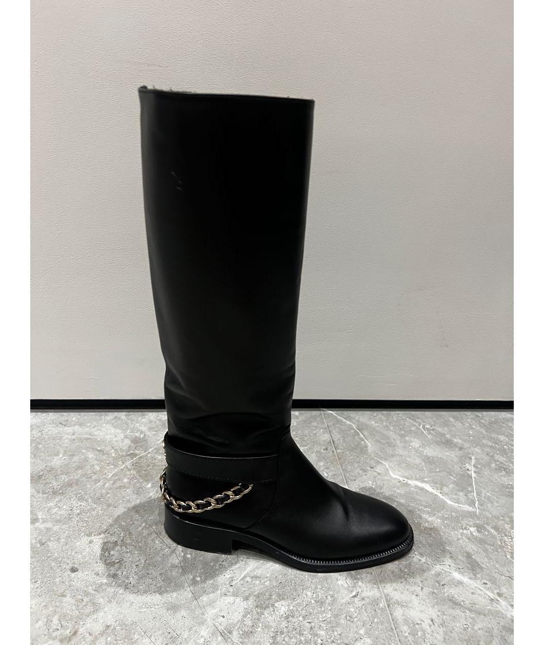 CHANEL Черные кожаные сапоги, фото 7