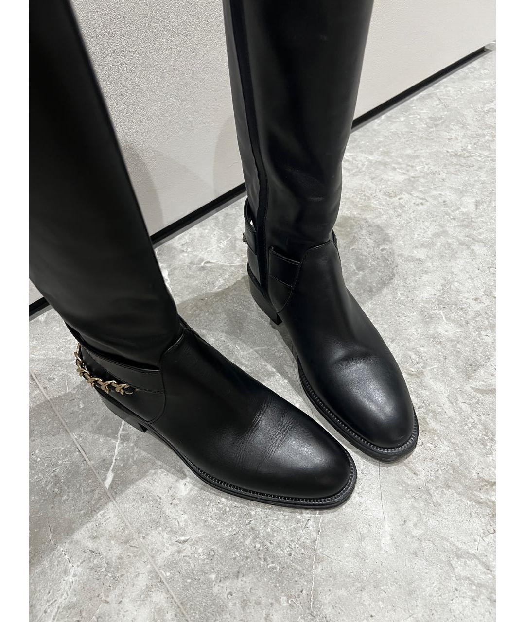 CHANEL Черные кожаные сапоги, фото 2