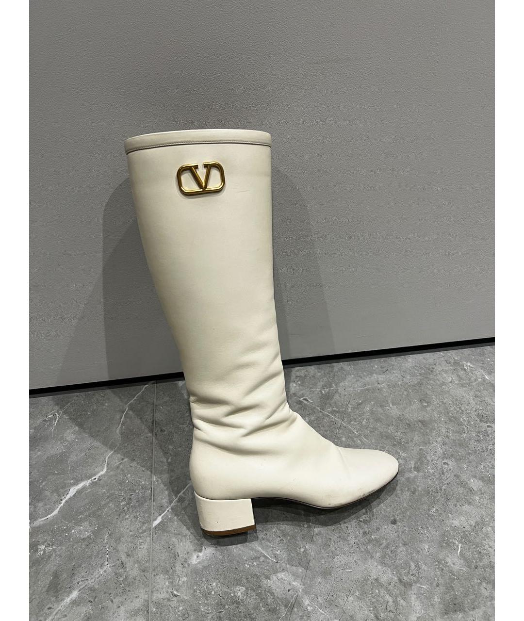 VALENTINO Бежевые кожаные сапоги, фото 9