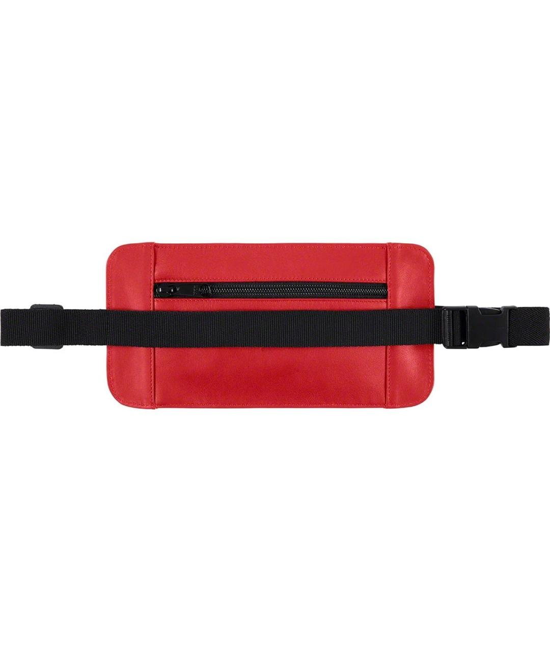 SUPREME Красная кожаная поясная сумка, фото 2