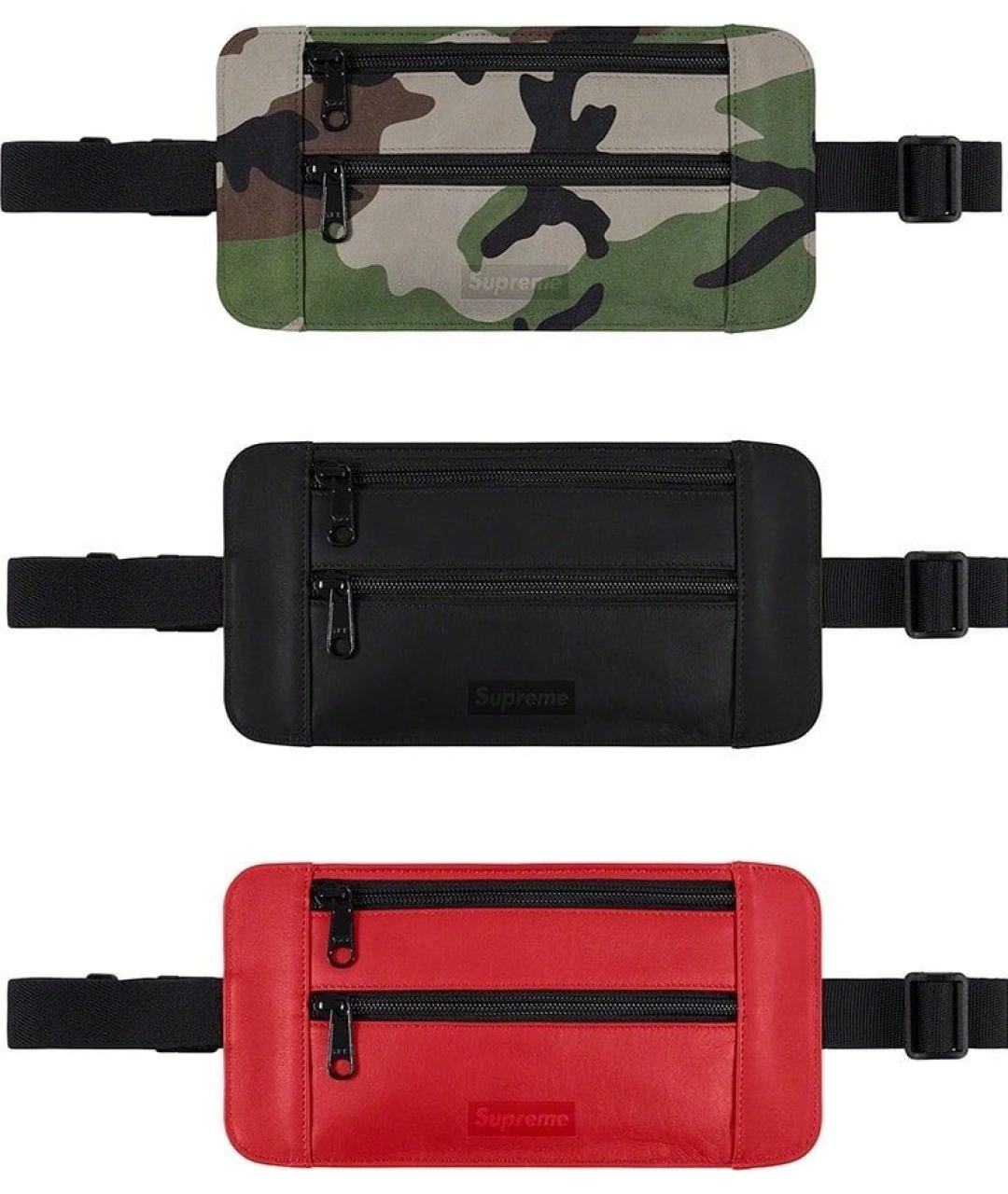 SUPREME Красная кожаная поясная сумка, фото 3