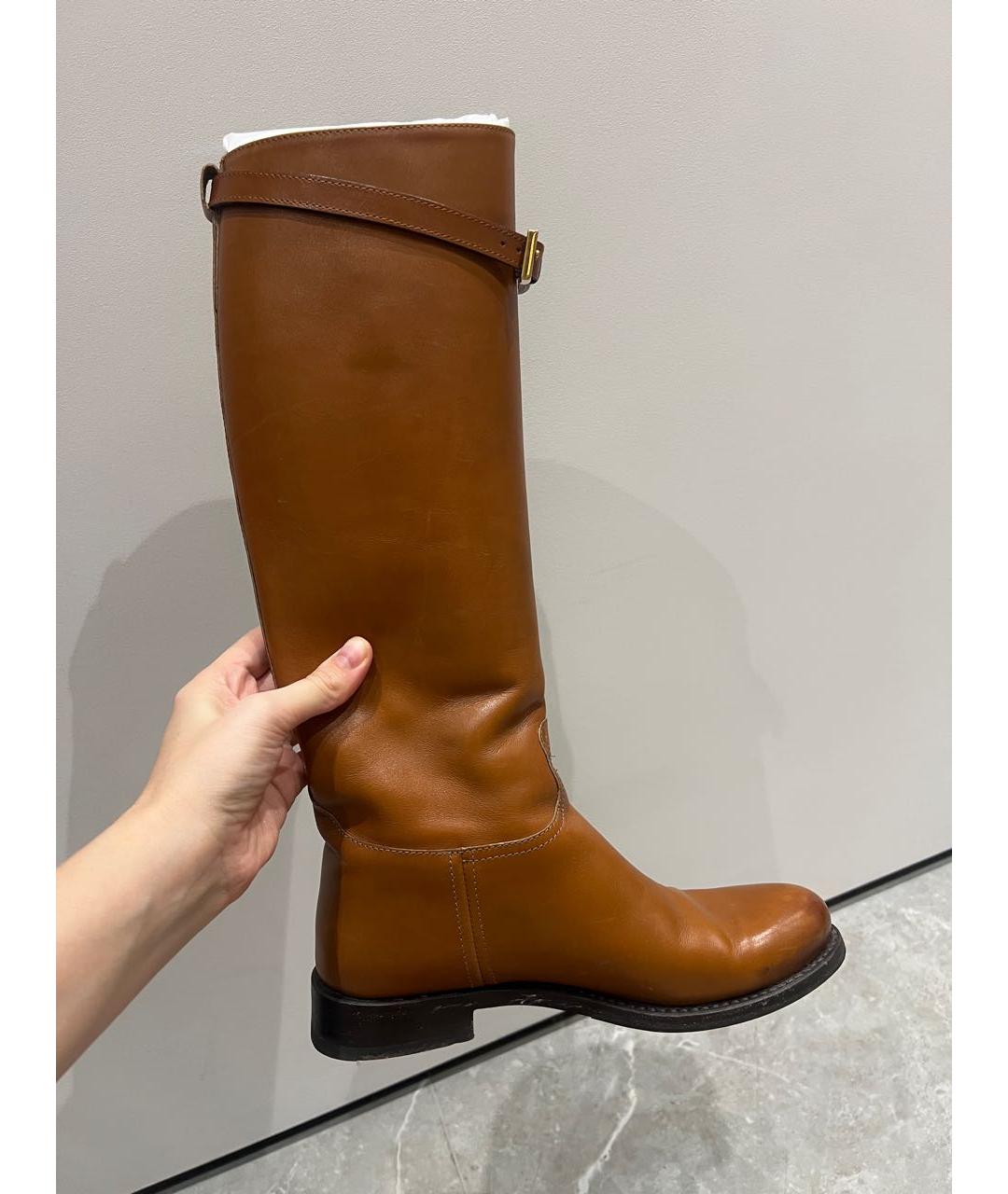 PRADA Коричневые кожаные сапоги, фото 5