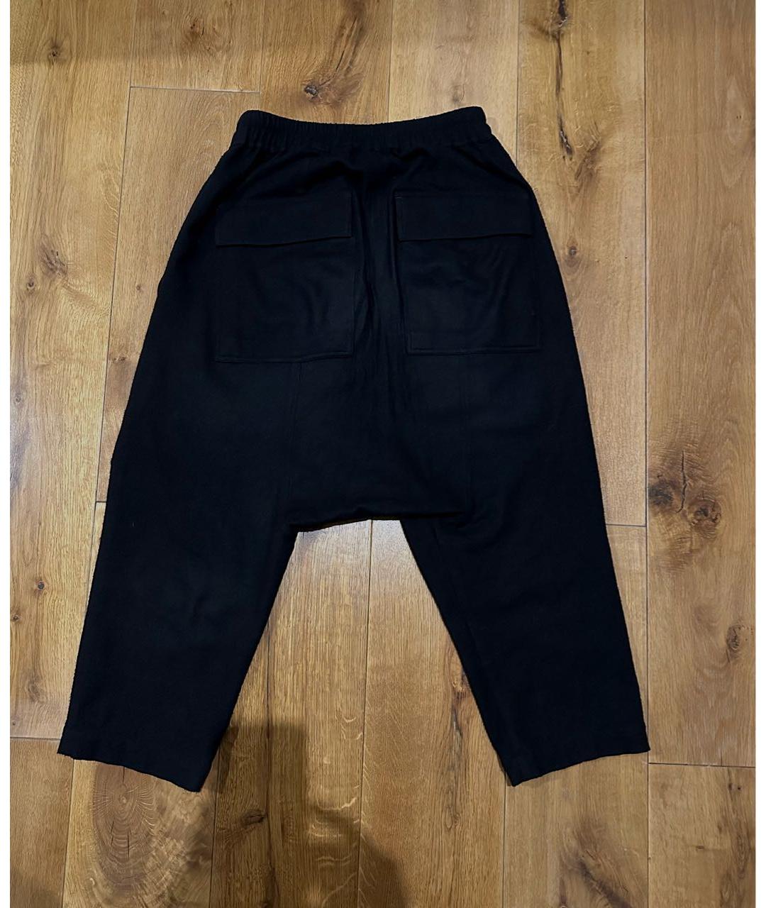 RICK OWENS Черные шерстяные повседневные брюки, фото 2
