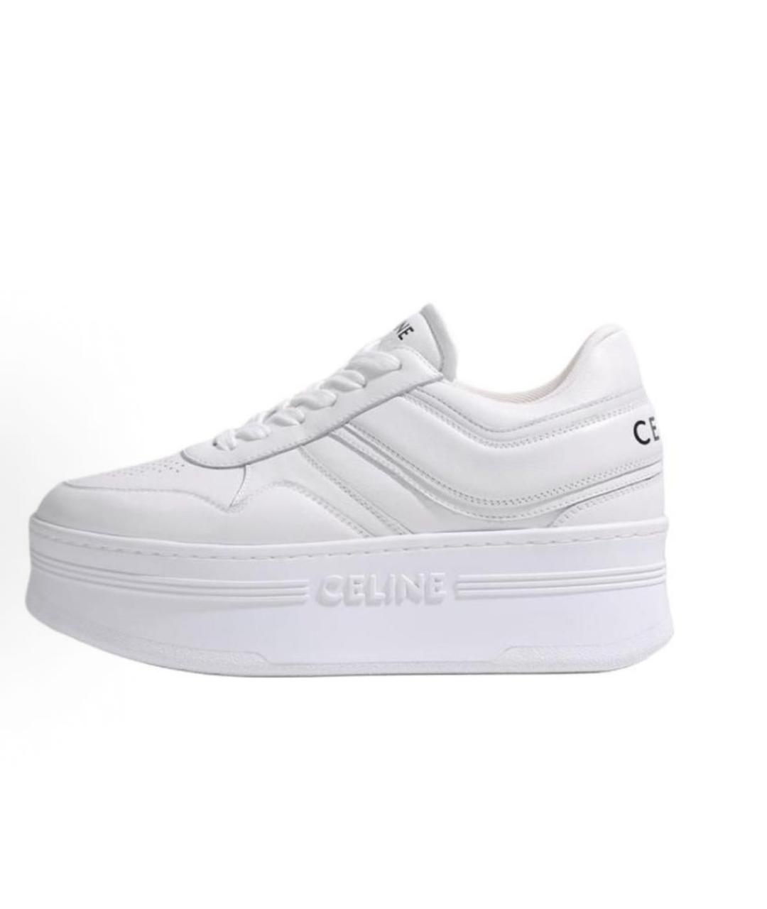 CELINE Белые кожаные кроссовки, фото 4
