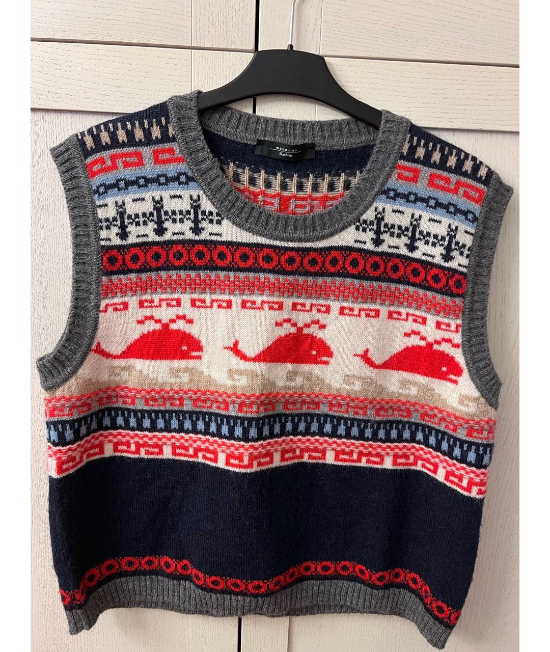 WEEKEND MAX MARA Мульти шерстяная жилетка, фото 5