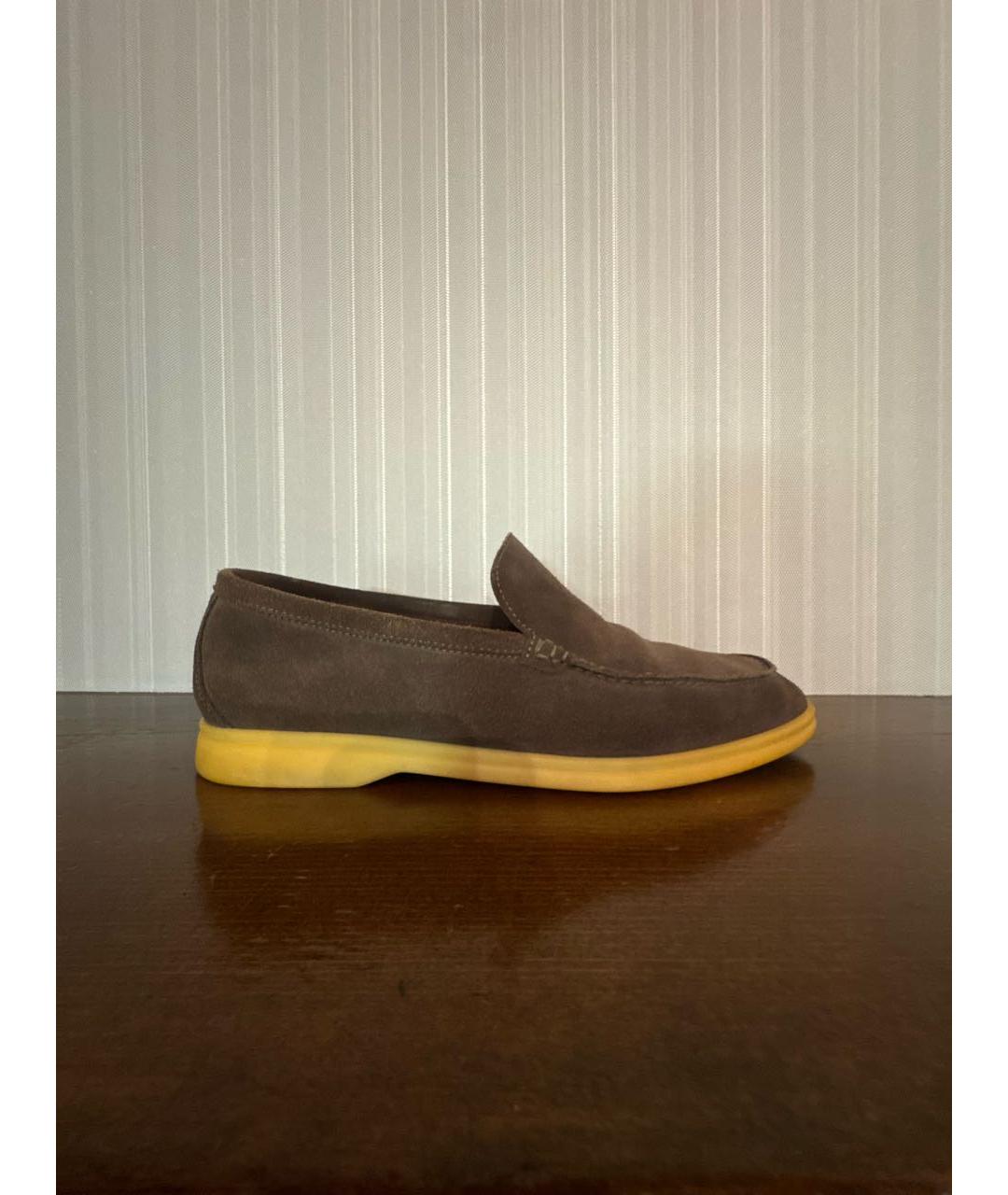 LORO PIANA Антрацитовые замшевые лоферы, фото 5
