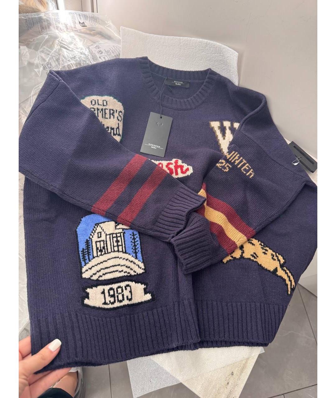 WEEKEND MAX MARA Синий шерстяной джемпер / свитер, фото 6