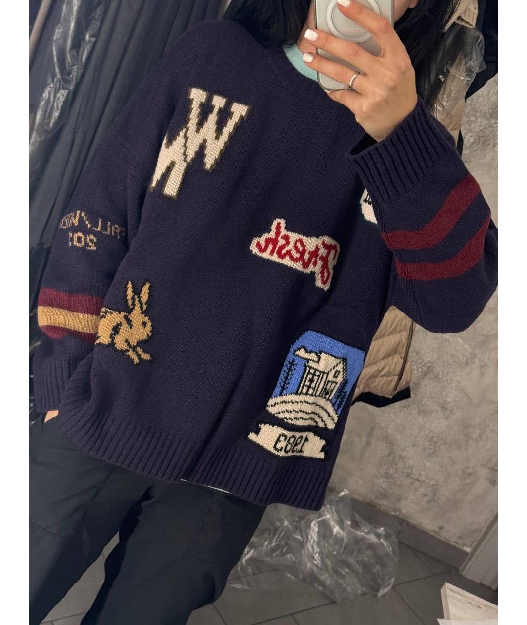 WEEKEND MAX MARA Синий шерстяной джемпер / свитер, фото 3