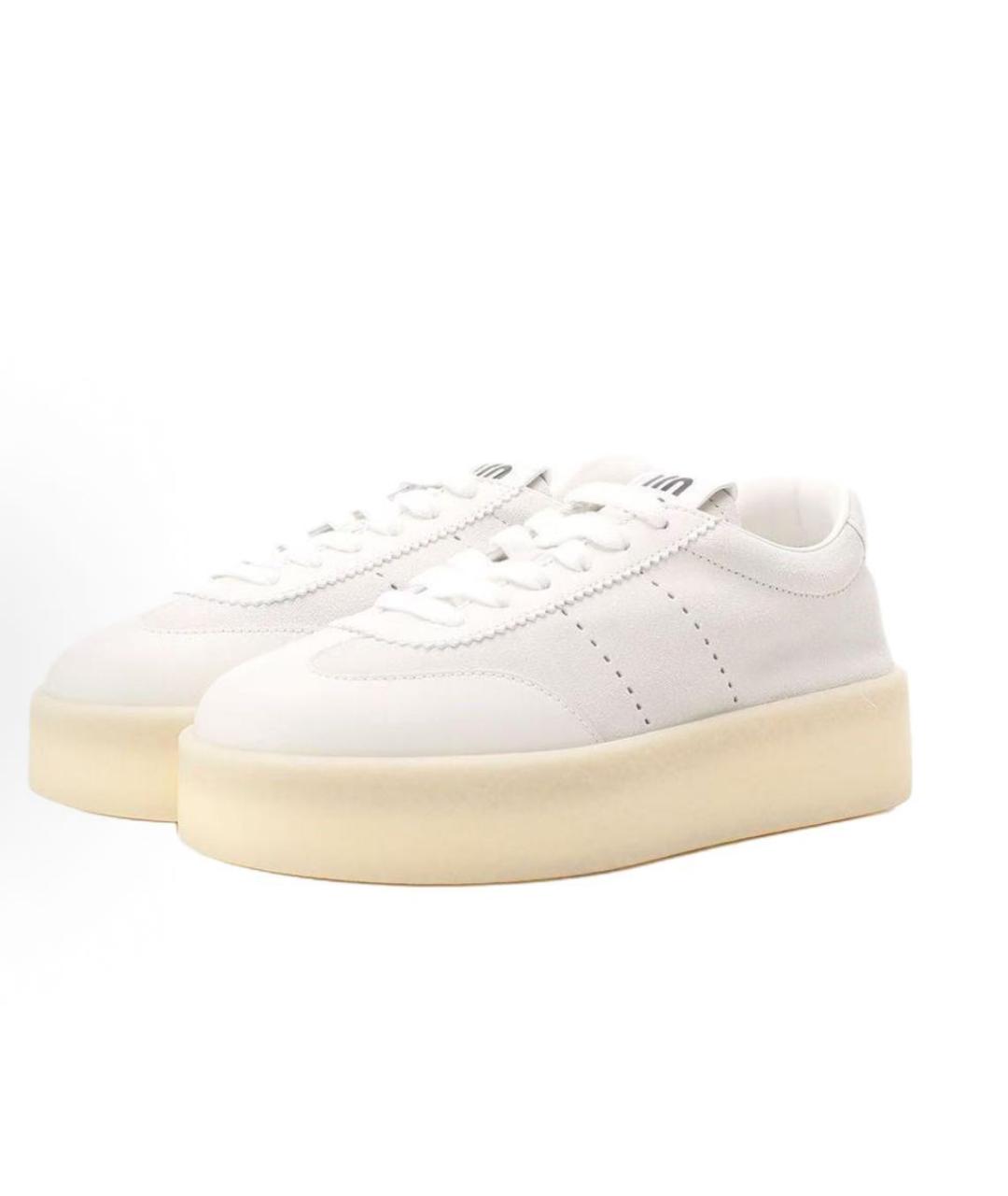 MIU MIU Белые кожаные кроссовки, фото 2
