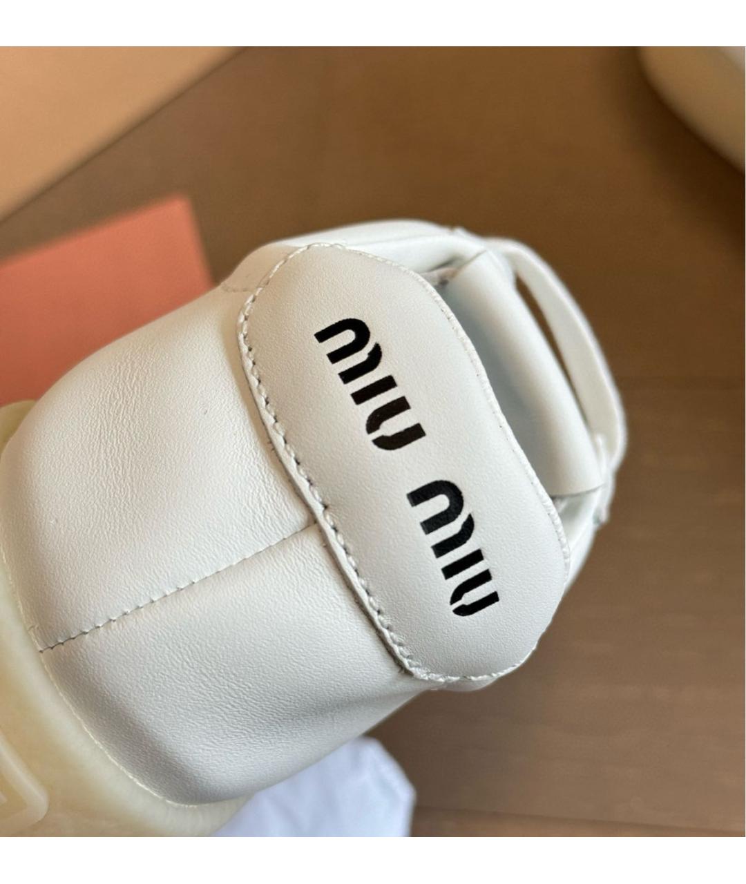 MIU MIU Белые кожаные кроссовки, фото 6
