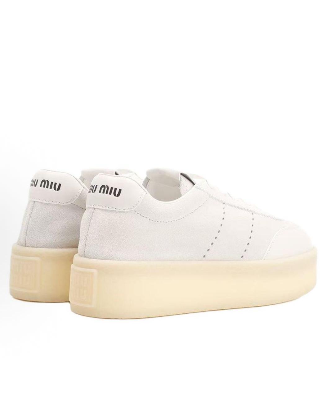 MIU MIU Белые кожаные кроссовки, фото 3