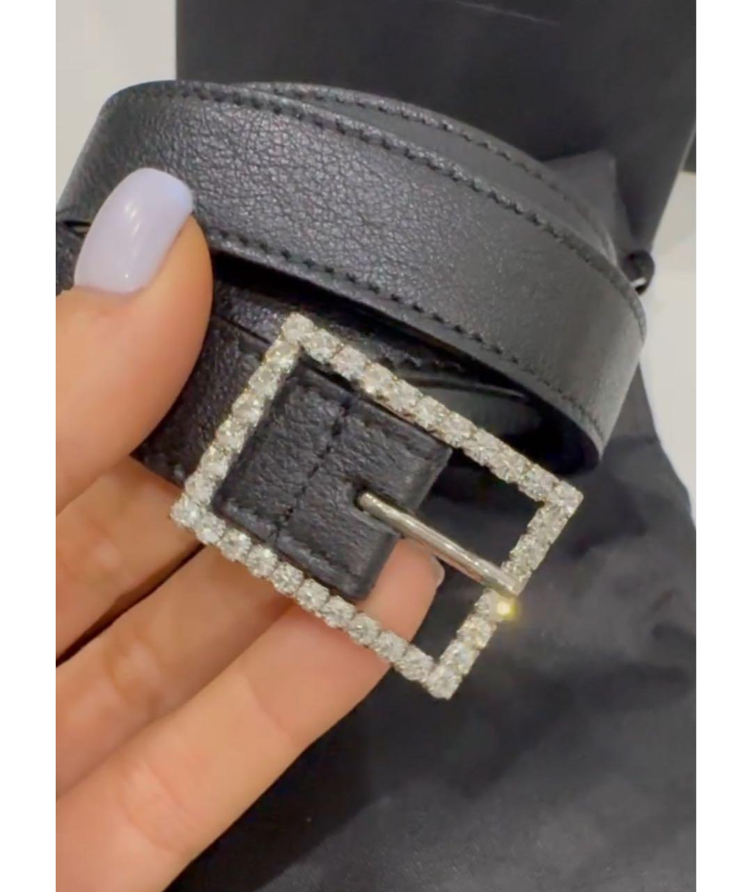 SAINT LAURENT Черный кожаный ремень, фото 3