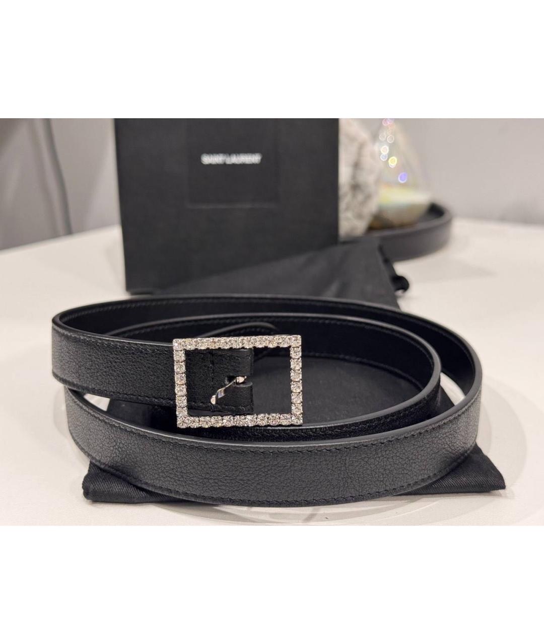 SAINT LAURENT Черный кожаный ремень, фото 4