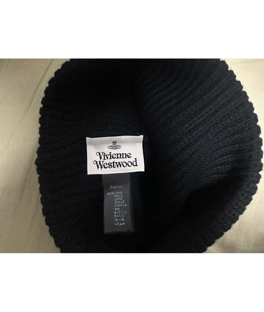 VIVIENNE WESTWOOD Черная шерстяная шапка, фото 6