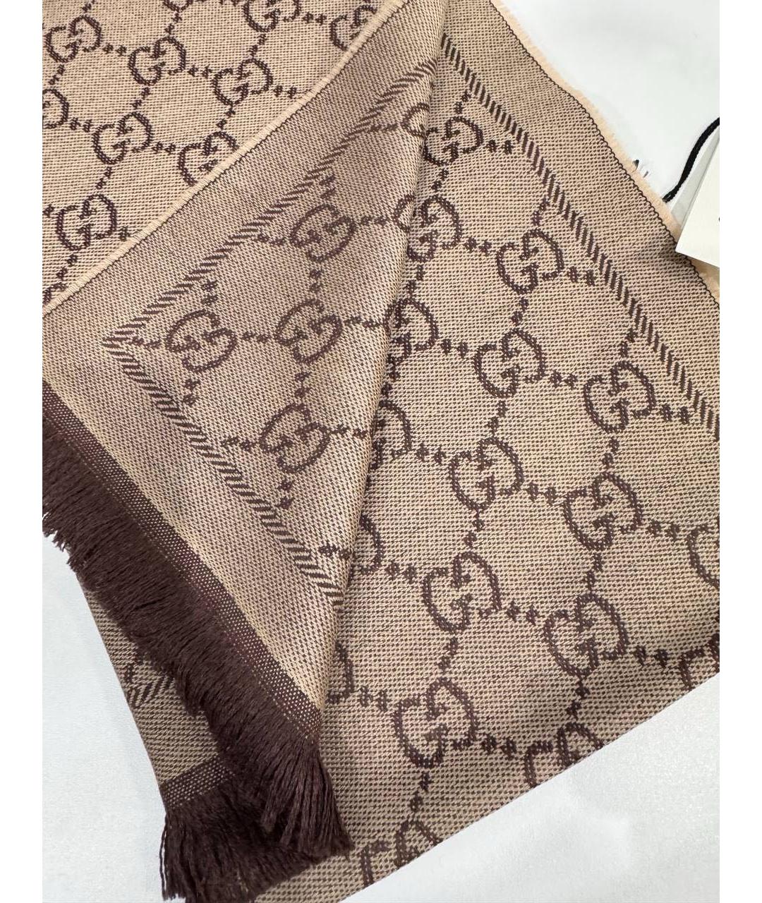 GUCCI Коричневый шарф, фото 2