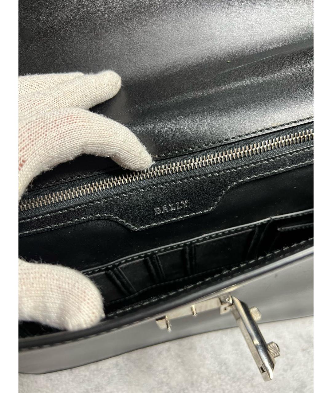 BALLY Черный кожаный портфель, фото 6