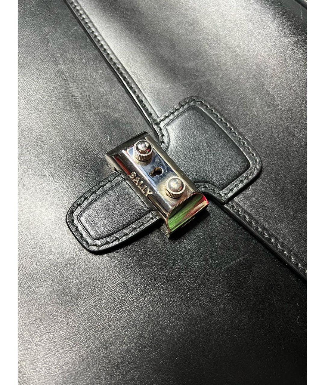 BALLY Черный кожаный портфель, фото 4