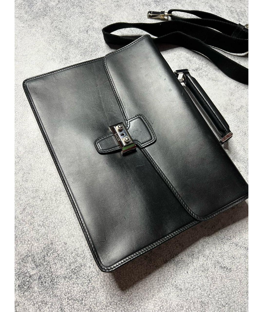 BALLY Черный кожаный портфель, фото 3