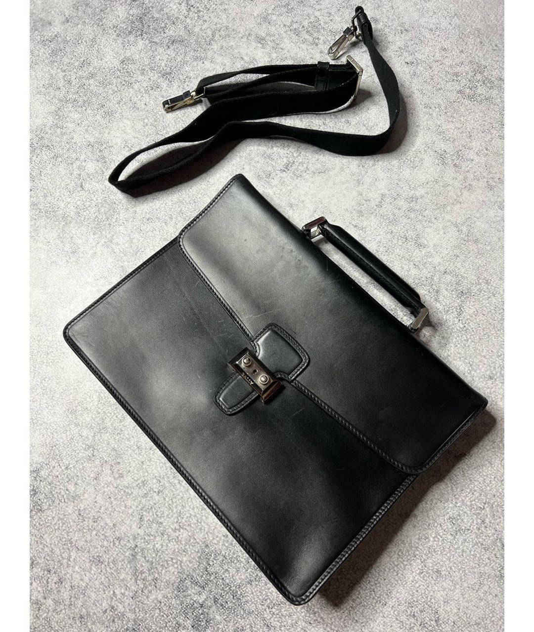 BALLY Черный кожаный портфель, фото 9