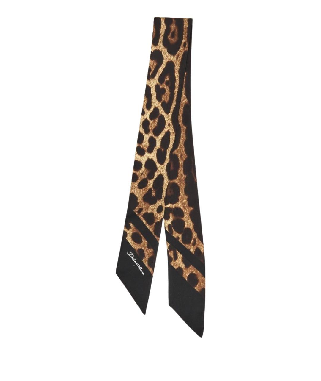 DOLCE&GABBANA Коричневый шелковый шарф, фото 1