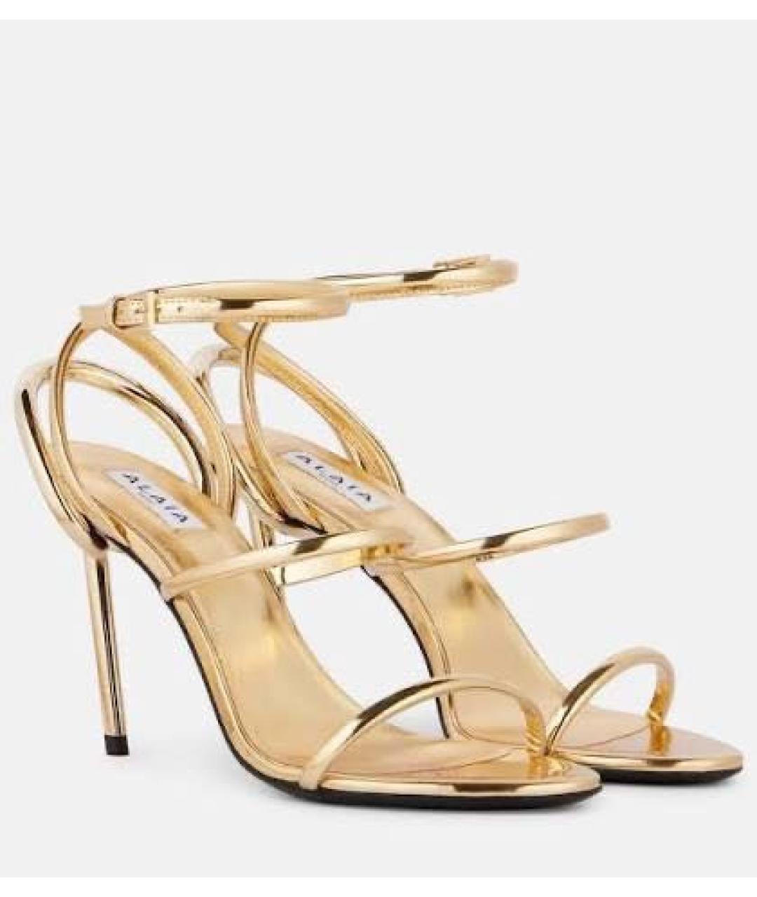 ALAIA Золотые босоножки из лакированной кожи, фото 8
