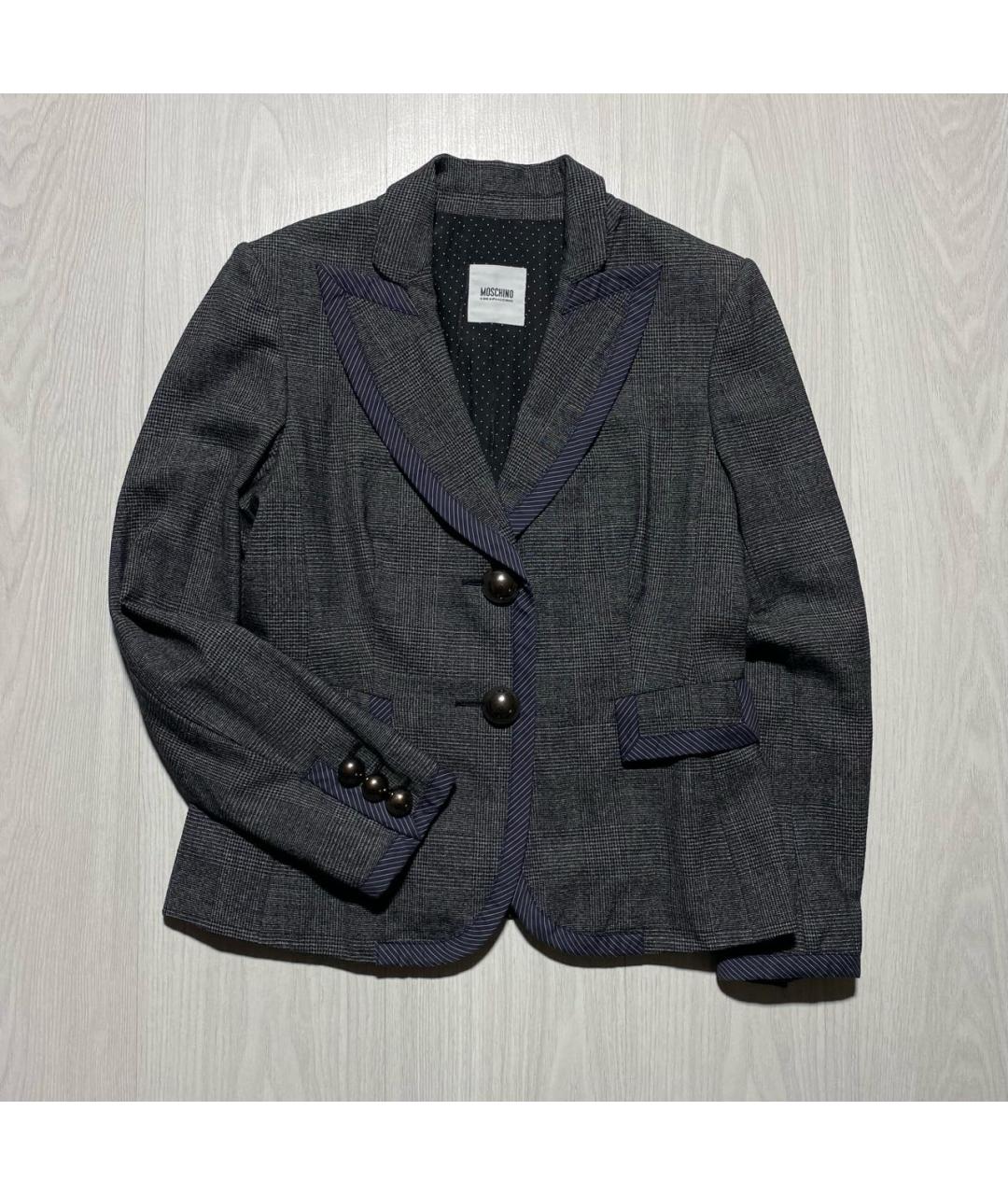 MOSCHINO Серый шерстяной жакет/пиджак, фото 9