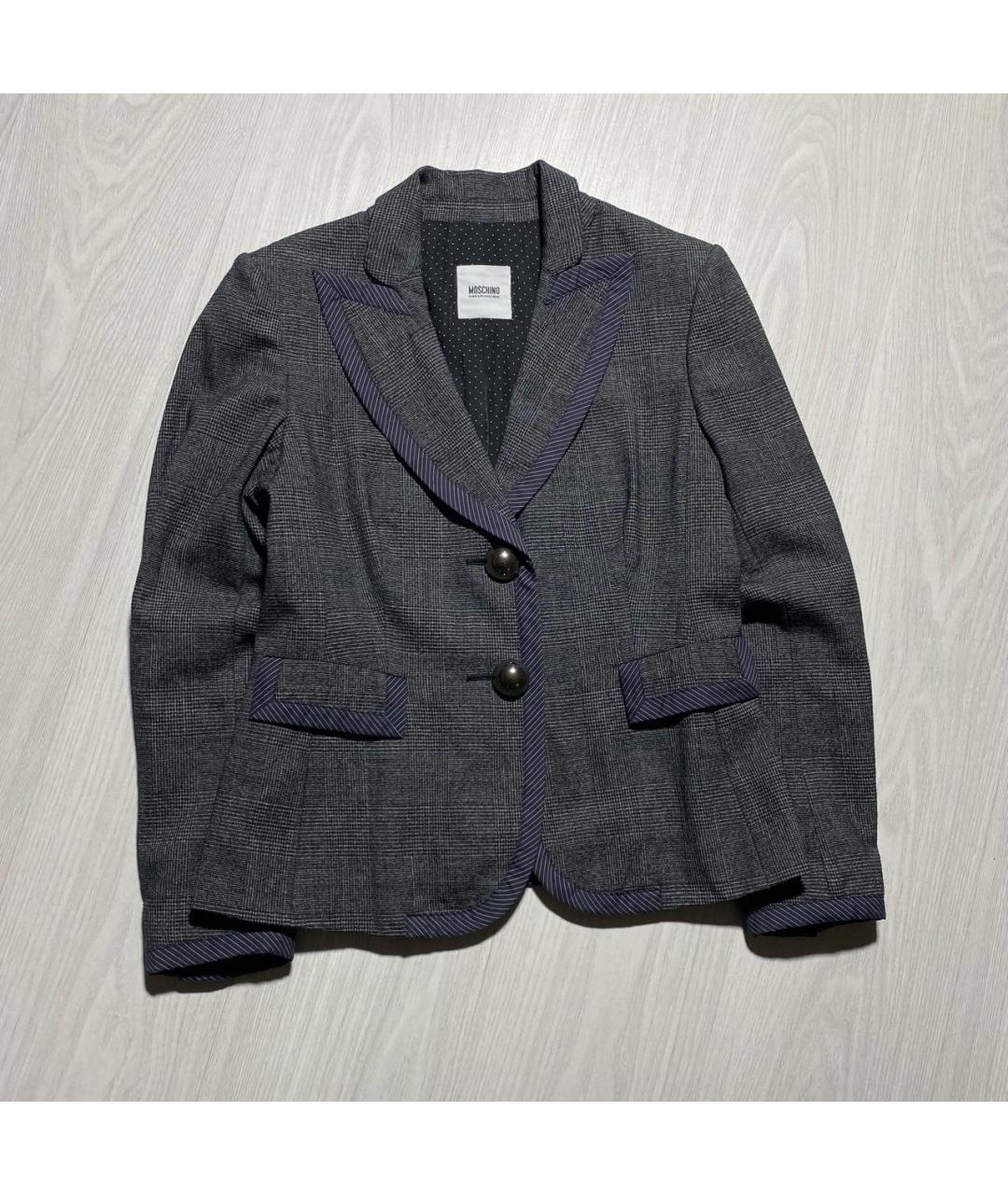 MOSCHINO Серый шерстяной жакет/пиджак, фото 3