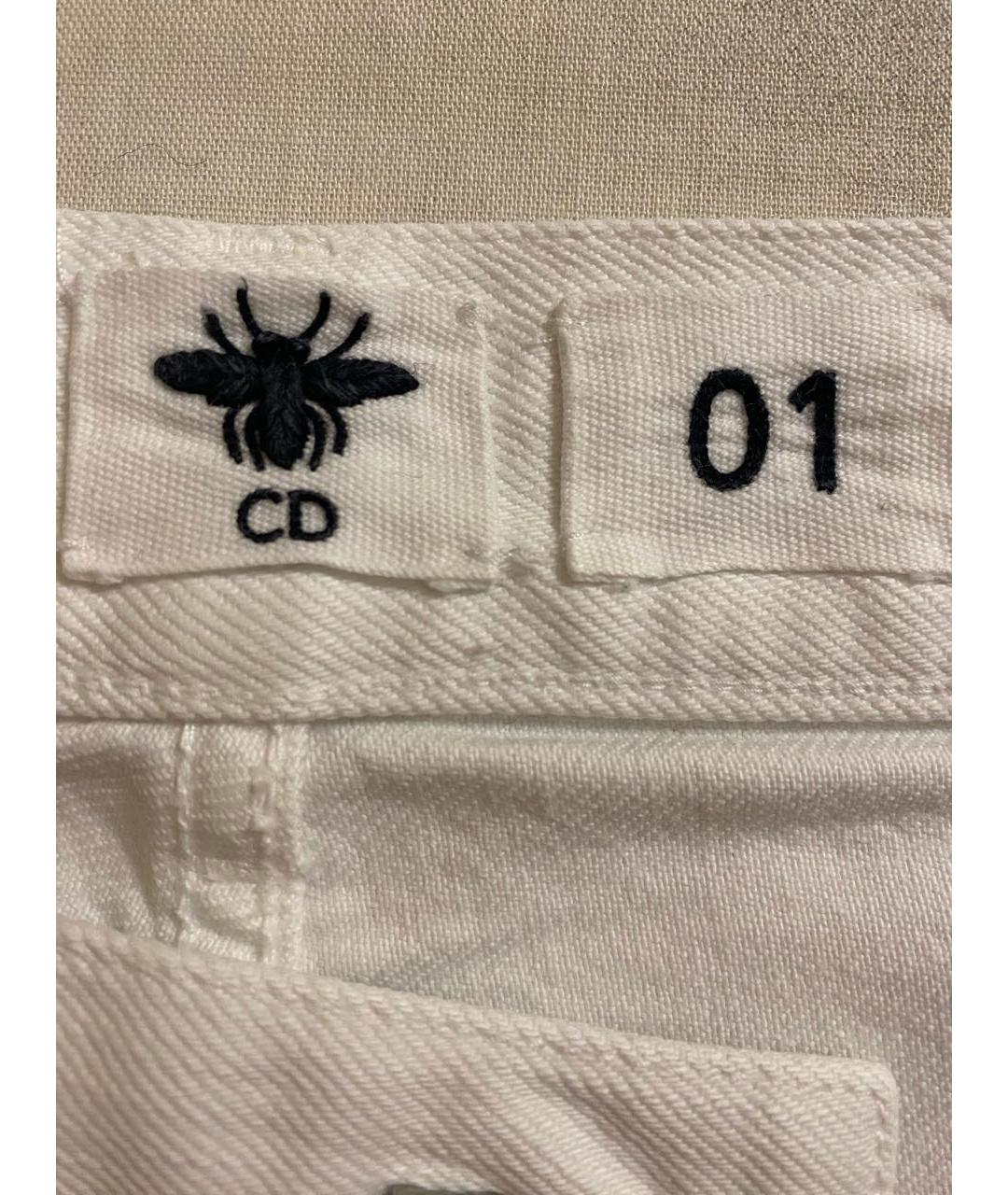 CHRISTIAN DIOR Белые хлопковые прямые джинсы, фото 7