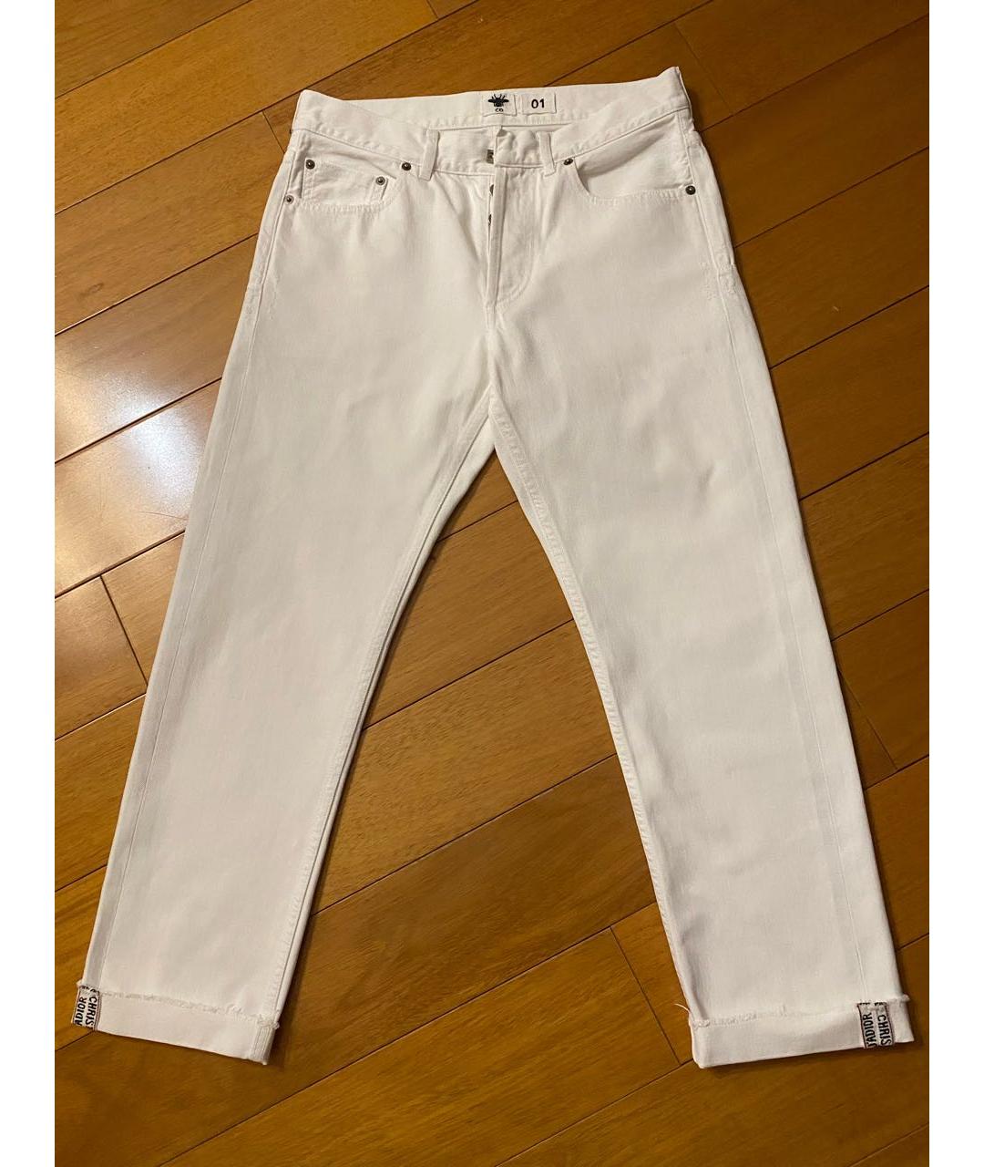 CHRISTIAN DIOR Белые хлопковые прямые джинсы, фото 9