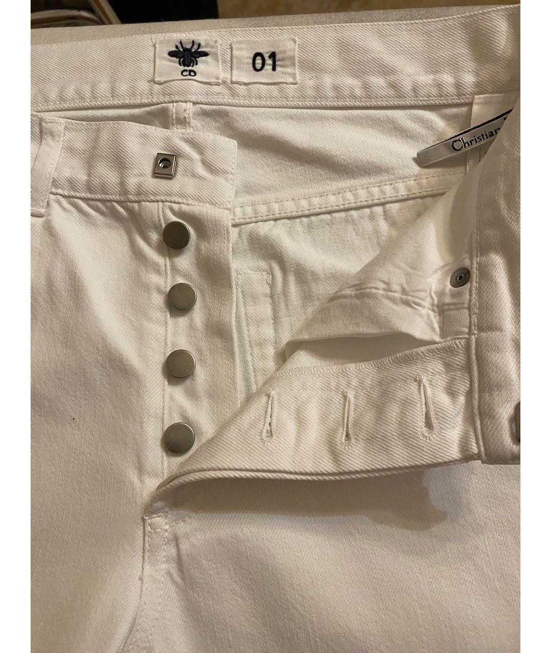 CHRISTIAN DIOR Белые хлопковые прямые джинсы, фото 5