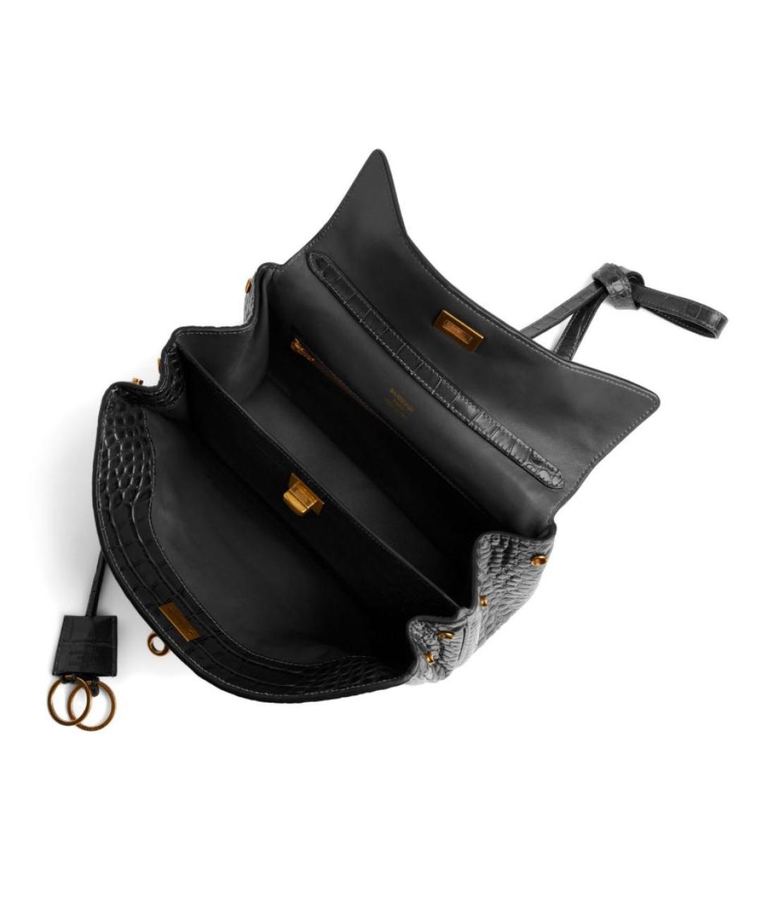 BALENCIAGA Черная кожаная сумка через плечо, фото 4