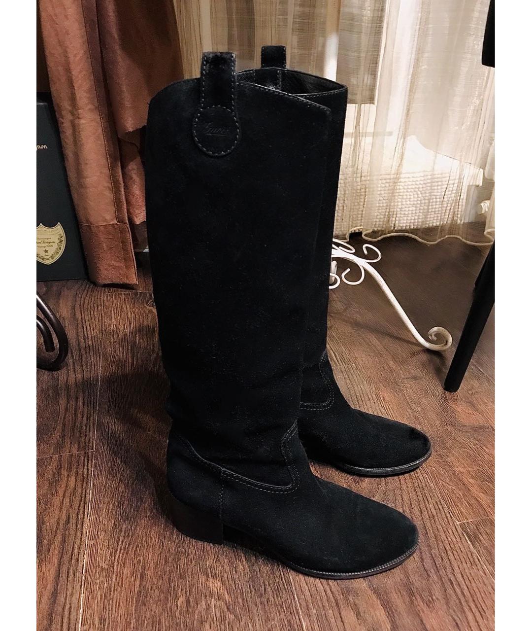GUCCI Черные замшевые сапоги, фото 8