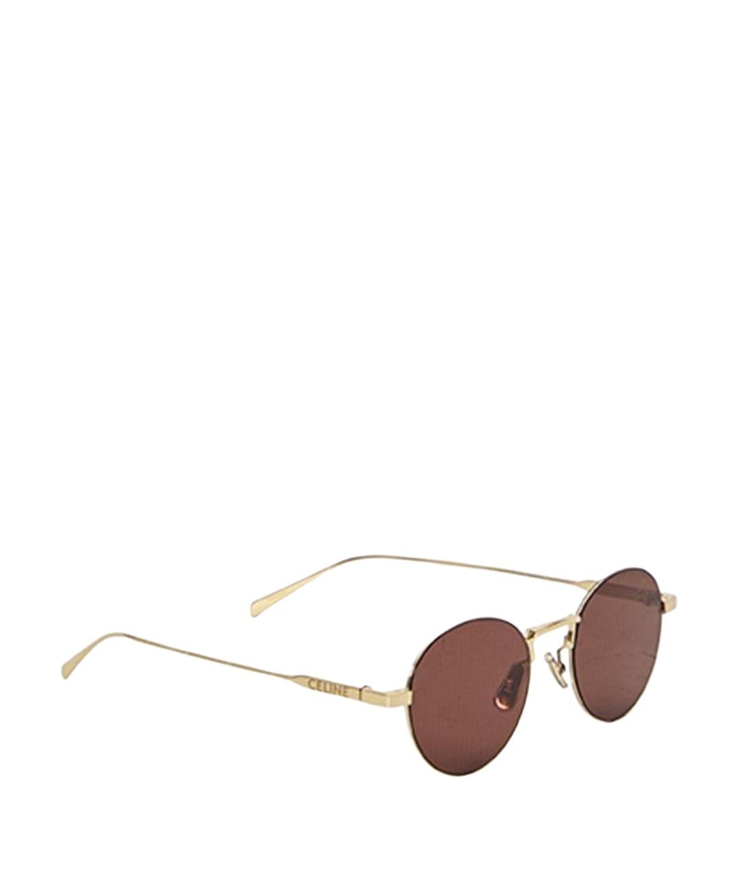 CELINE Коричневые металлические солнцезащитные очки, фото 1