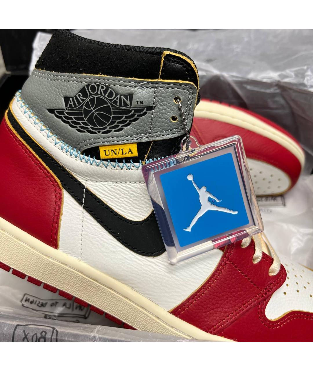 JORDAN Красные кожаные высокие кроссовки / кеды, фото 6