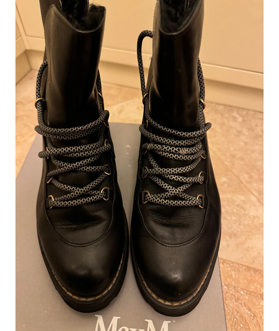 MAX MARA Черные кожаные ботинки, фото 2